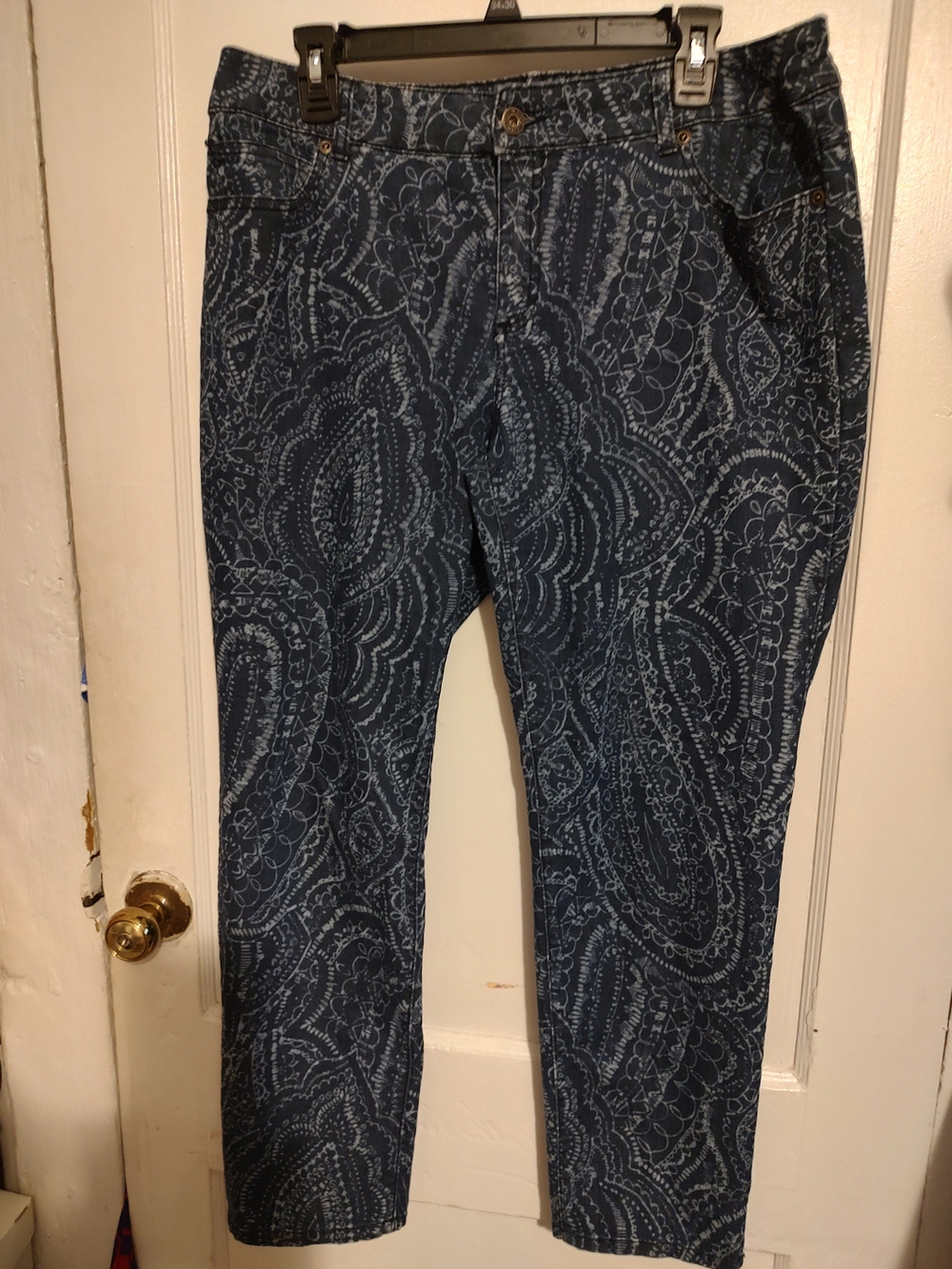 Labor Day Chico's Blue Paisley Cropped Jeans